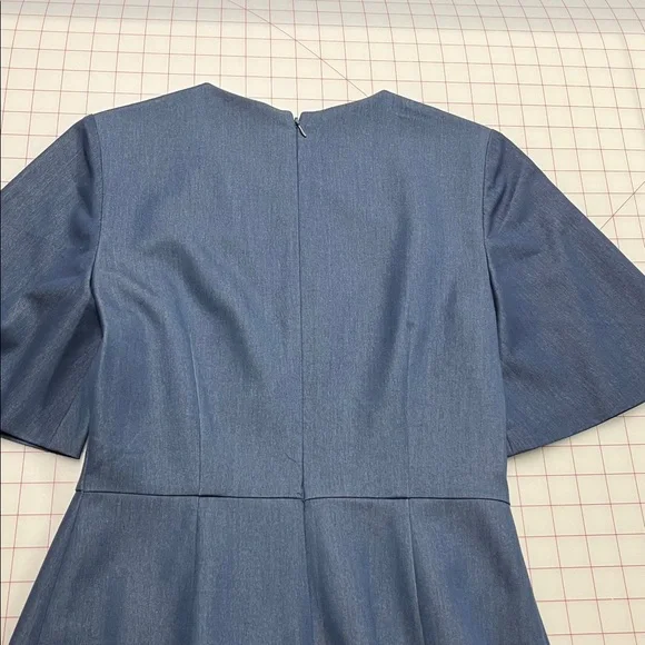 ALEX MARIE Career Old Money Preppy Flare Short SLV Wrap Skirt Navy Blue Dress 4 - Picture 10 of 16